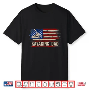 Vintage Kayaking Dad American Usa Flag Kayak Gift Shirt