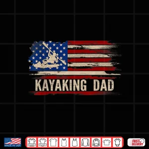 Design Vintage Kayaking Dad American USA Flag Kayak Gift Shirt