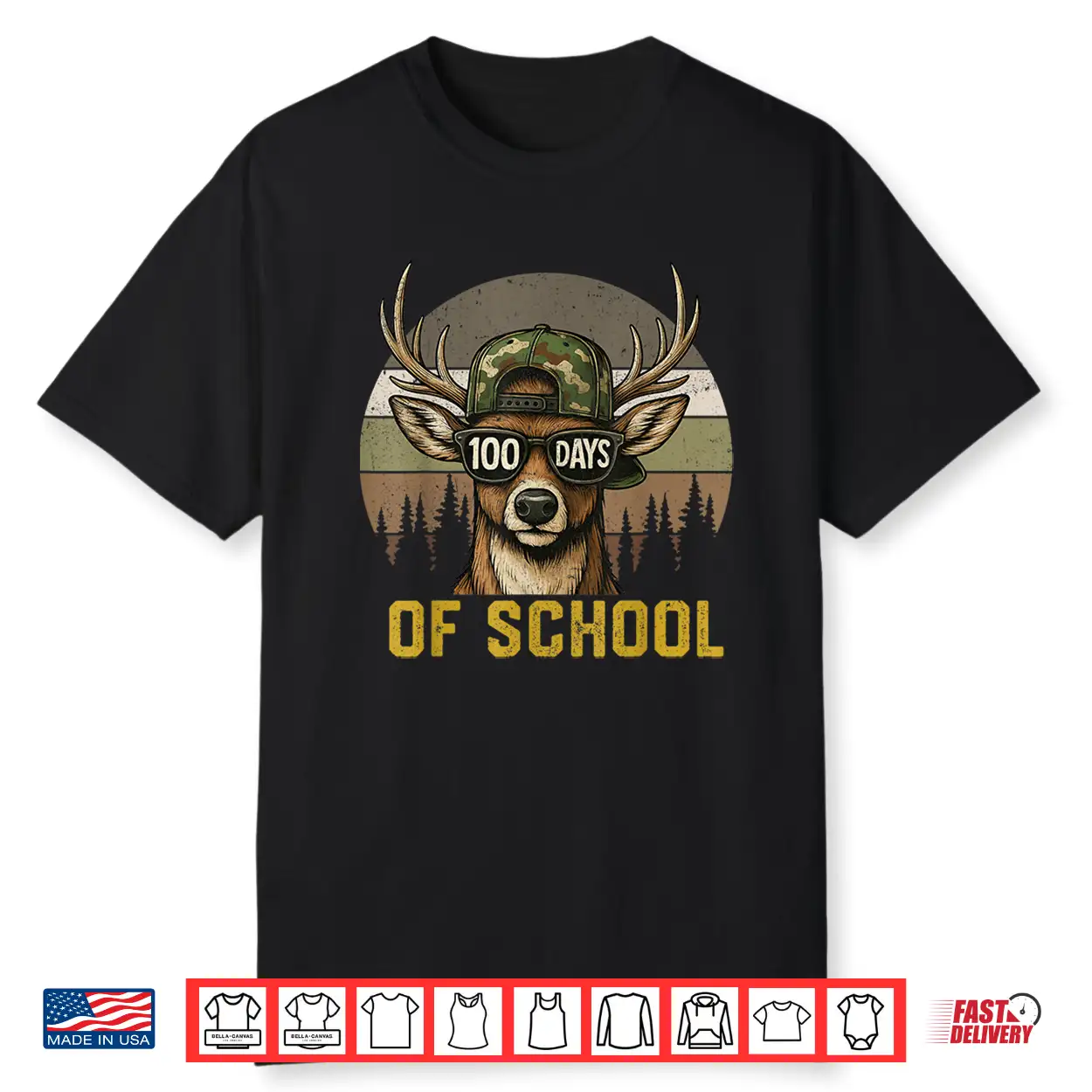 100 Days Of School Deer Hunting Boy Camo Boy Girl Teacher Shirt 100 Days Of School Deer Hunting Boy Camo Boy Girl Teacher Shirt