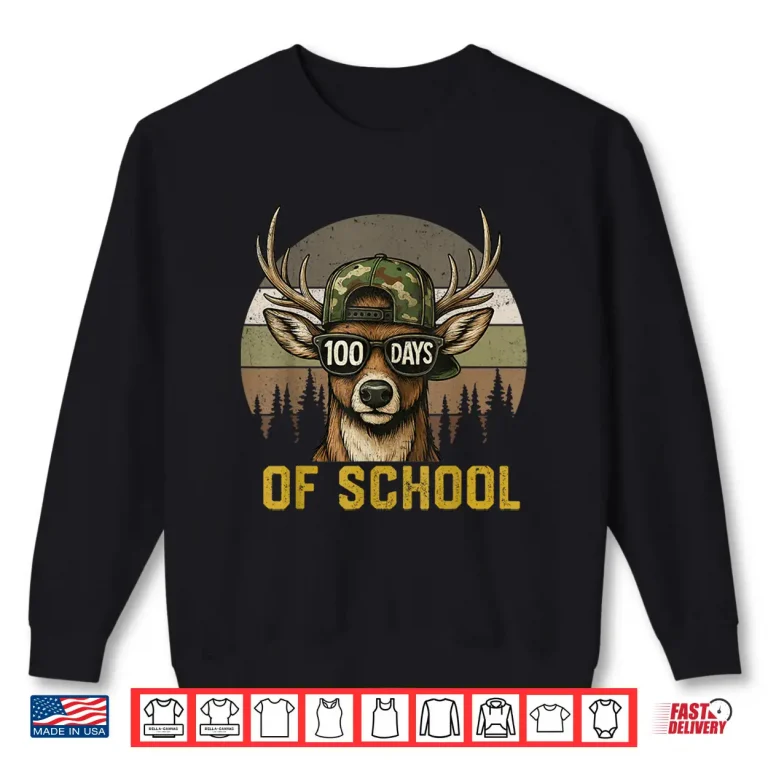 Sweatshirt 100 Days of School Deer Hunting Boy Camo Boy Girl Teacher Shirt