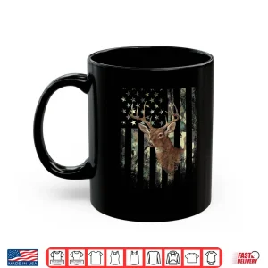 Mug American Flag Print on the Back Deer Hunting Camo Shirt