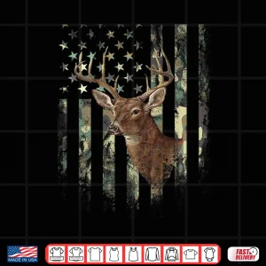 Design American Flag Print on the Back Deer Hunting Camo Shirt