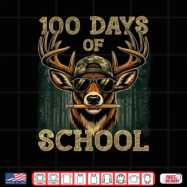 Design 100 Days of School Boys Hunting Deer 100th Day of School Shirt
