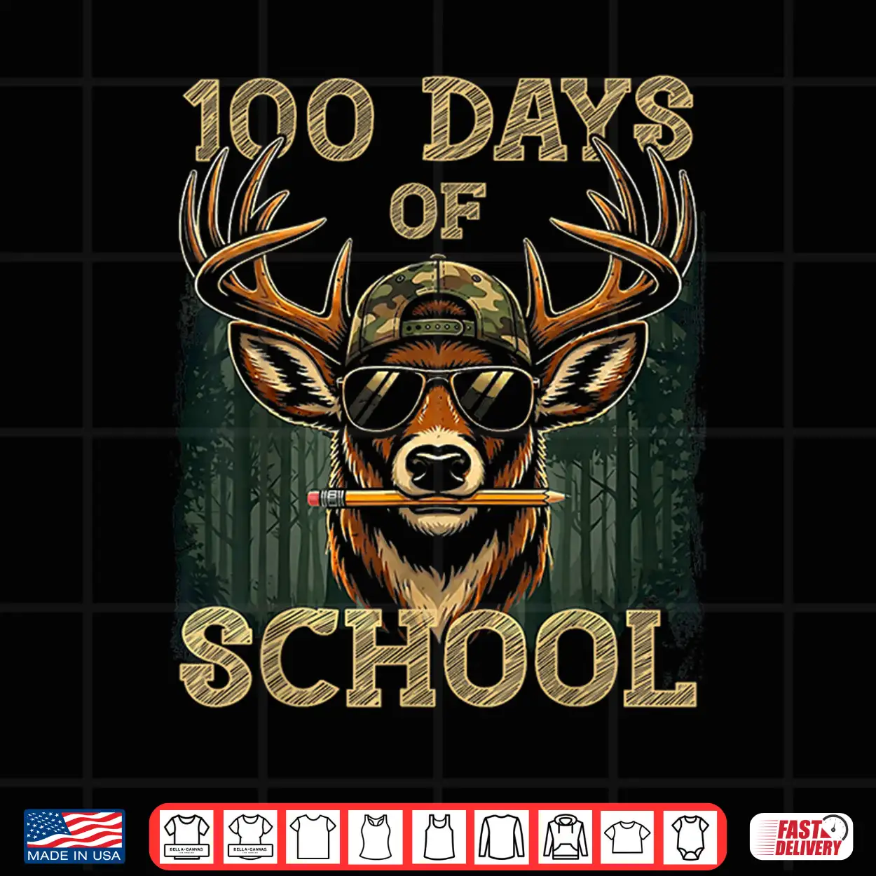 100 Days Of School Boys Hunting Deer 100Th Day Of School Shirt 100 Days Of School Boys Hunting Deer 100Th Day Of School Shirt