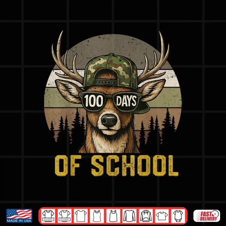 Design 100 Days of School Deer Hunting Boy Camo Boy Girl Teacher Shirt