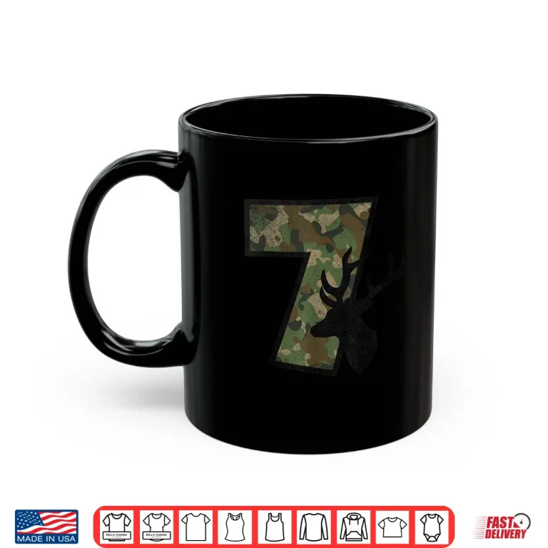 Mug Country Boys Camo 7 Seven Year Old Birthday Deer Hunter Tee Shirt