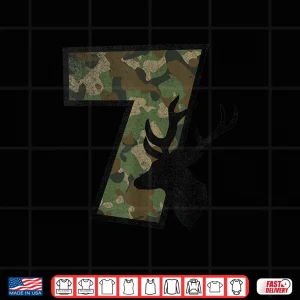 Design Country Boys Camo 7 Seven Year Old Birthday Deer Hunter Tee Shirt