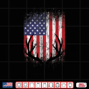 Design Deer Hunting American Flag Whitetail Buck Antlers Shirt