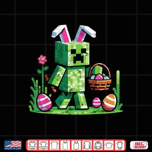 Design Easter Pixel Gaming Bunny Egg Hunting Boys Kids Youth Men Shirt