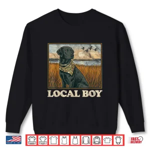 Sweatshirt Local Boy Black Lab Hunting Dog Marsh Scene Sunset Vintage Shirt