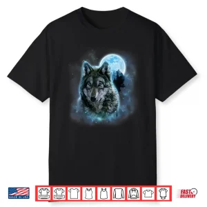 Shirt Grey Wolf Hunting Ground Icy Moon Forest Galaxy