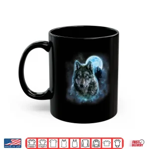 Mug Shirt Grey Wolf Hunting Ground Icy Moon Forest Galaxy