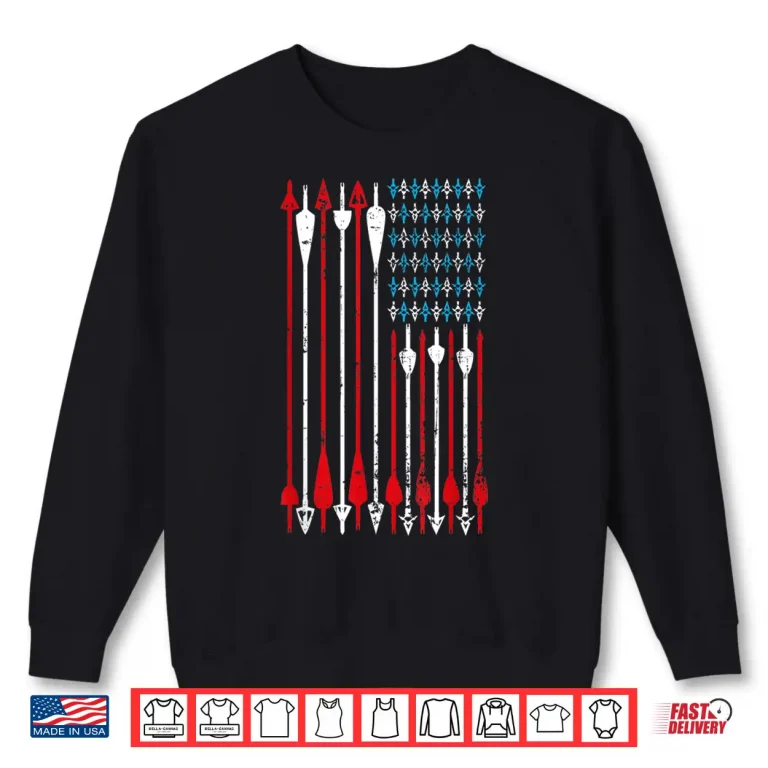 Sweatshirt Vintage American Flag Archery Bow Hunting Shirt