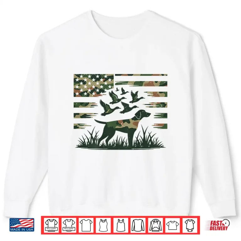Sweatshirt Youth Camo Mallard Duck Hunting Dog Camouflage American Flag Shirt