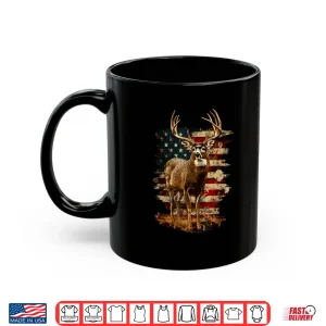 Mug Whitetail Buck Deer Hunting 4th Of July USA American Flag Shirt