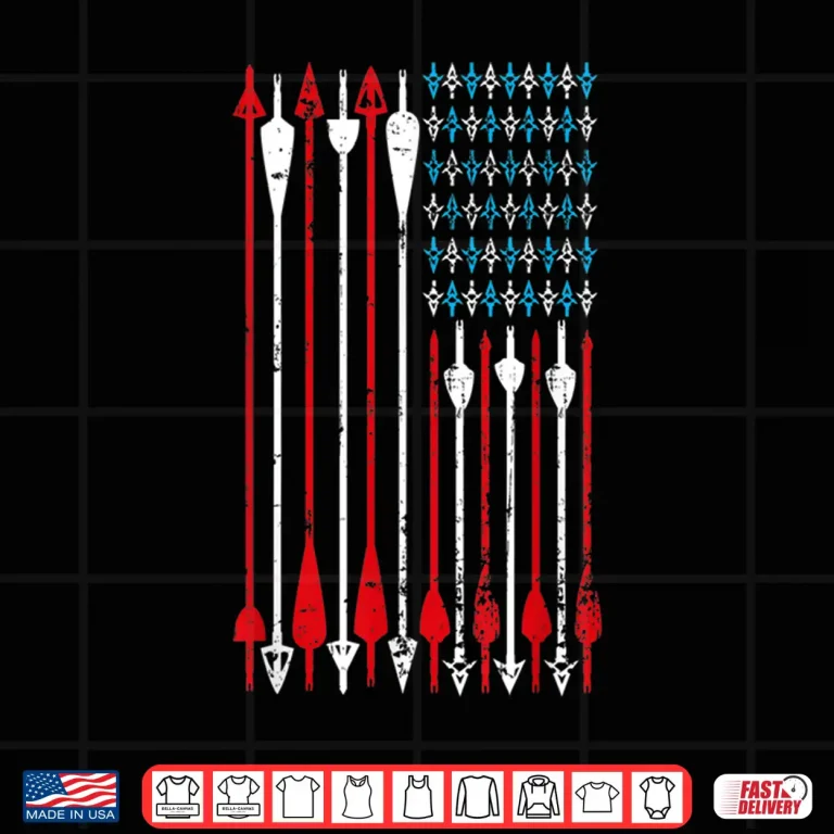 Design Vintage American Flag Archery Bow Hunting Shirt