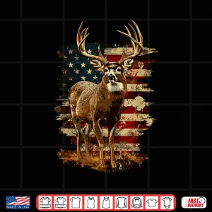 Design Whitetail Buck Deer Hunting 4th Of July USA American Flag Shirt