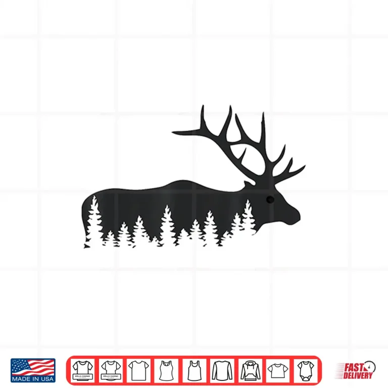 Design Elk Trees Silhouette Buck Deer Hunting Outdoors Shirt