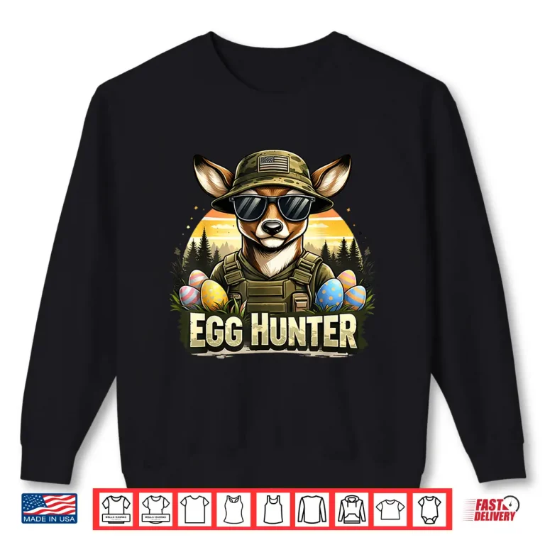 Sweatshirt Happy Easter Day Camo Funny Hunting Boys Men Easter Egg Shirt