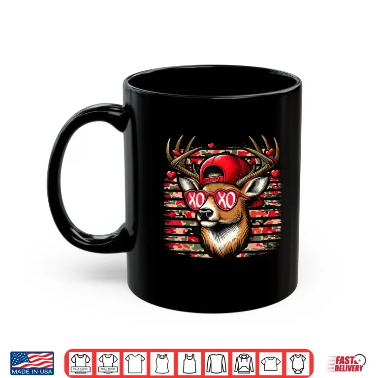 Mug Funny Valentine Buck XOXO Deer Hunting Cute Heart Camo Shirt