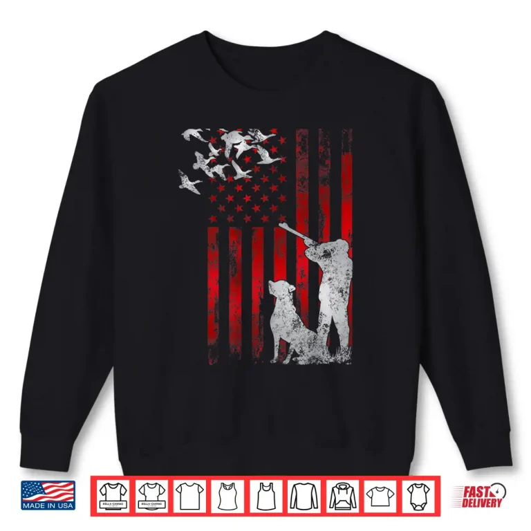 Sweatshirt Hunters Distressed Patriotic American USA Flag Duck Hunting Shirt