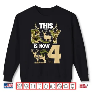 Sweatshirt Kids 4th Hunting Birthday Party 4 Year Old Hunter Birthday Shirt