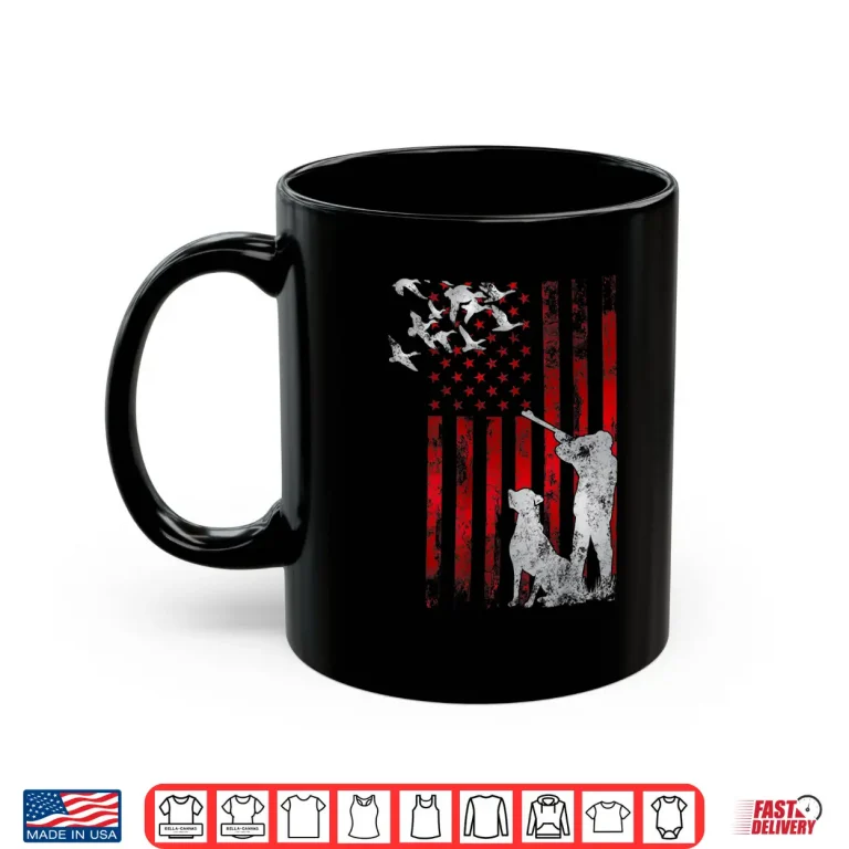 Mug Hunters Distressed Patriotic American USA Flag Duck Hunting Shirt