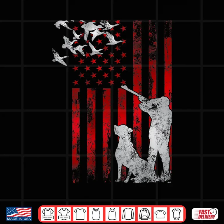 Design Hunters Distressed Patriotic American USA Flag Duck Hunting Shirt