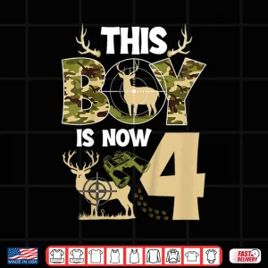 Design Kids 4th Hunting Birthday Party 4 Year Old Hunter Birthday Shirt