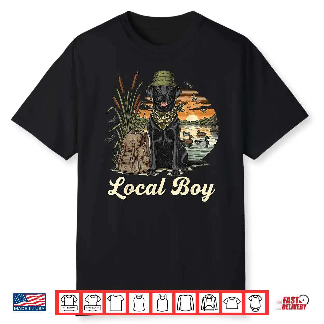 Local Boy Hunting Black Lab Retriever Waterfowl Marsh Sunset Shirt Local Boy Hunting Black Lab Retriever Waterfowl Marsh Sunset Shirt