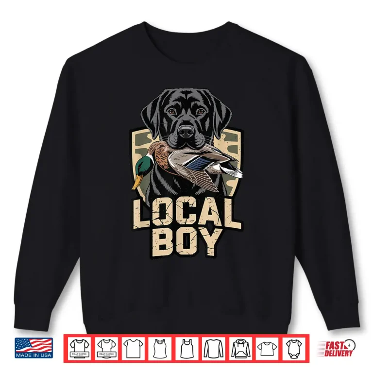 Sweatshirt Local Boy Camo Duck Hunting Black Lab Dog Youth Boy Toddler Shirt