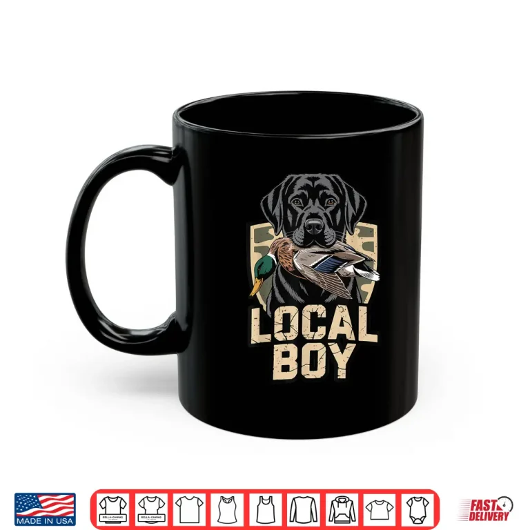 Mug Local Boy Camo Duck Hunting Black Lab Dog Youth Boy Toddler Shirt