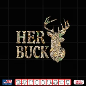 Design Retro Her Buck Camo Deer Hunting Camouflage Matching Couple Shirt