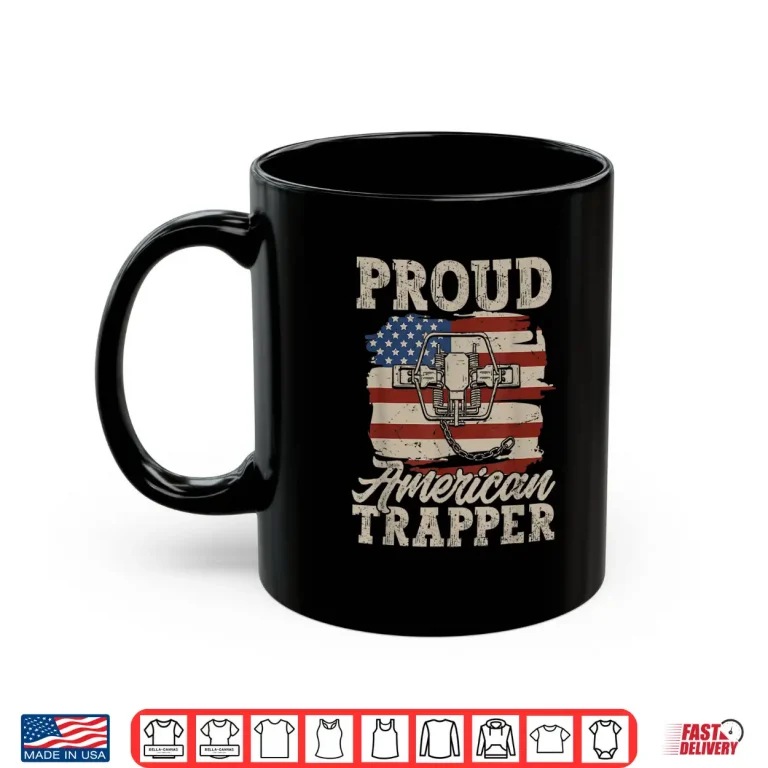 Mug Trapping Trap Hunting American Flag Proud American Trapper Shirt