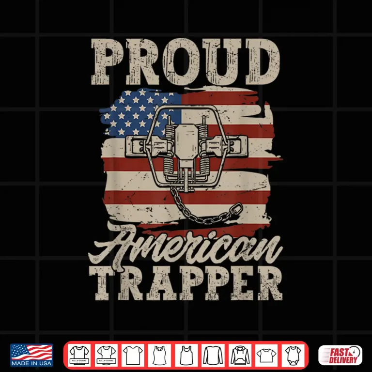 Design Trapping Trap Hunting American Flag Proud American Trapper Shirt
