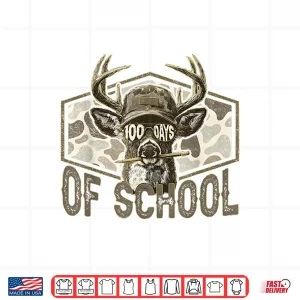 100 Days Of School Deer Hunting Camo Hunter Teacher Boy Men Shirt