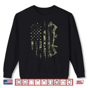 Sweatshirt Camo American Flag Bowhunting Bow Archery Deer Hunting Gift Shirt