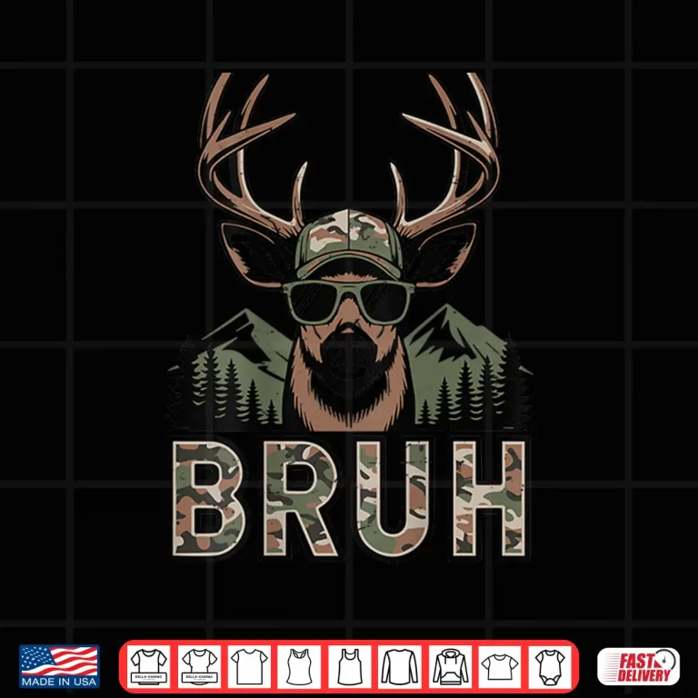 Design Bruh Camo Deer Hunting Camouflage Elk Buck Funny Youth Boys Shirt