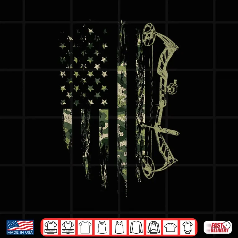 Design Camo American Flag Bowhunting Bow Archery Deer Hunting Gift Shirt