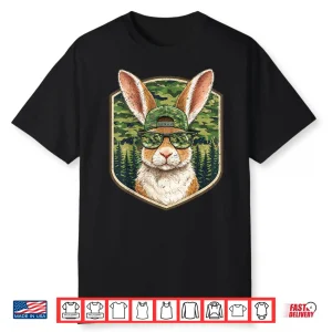 Funny Rabbit Bunny Hunting Camo Happy Easter Men Kid Boy Shirt