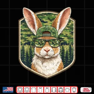 Design Funny Rabbit Bunny Hunting Camo Happy Easter Men Kid Boy Shirt
