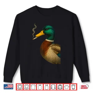 Sweatshirt Mallard Duck Smoking A Cigarette Vintage Funny Duck Hunting Shirt