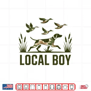 Design Local Boy Southern Duck Hunting Black Outdoor Retro Shirt