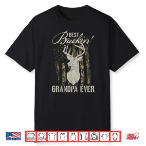 Mens Best Buckin’ Grandpa Ever Hunter Camouflage Camo Fathers Day Shirt