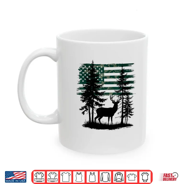 Mug Men Kids Boys Hunting Shirt Deer Hunters Toddler Camo Flag Shirt