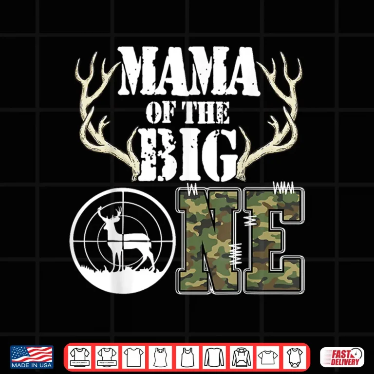 Design Mama of The Big One 1st Birthday Boy Deer Hunter Camouflage Shirt