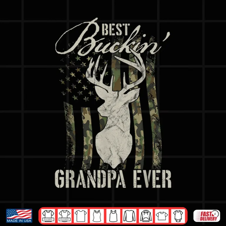 Design Mens Best Buckin Grandpa Ever Hunter Camouflage Camo Fathers Day Shirt