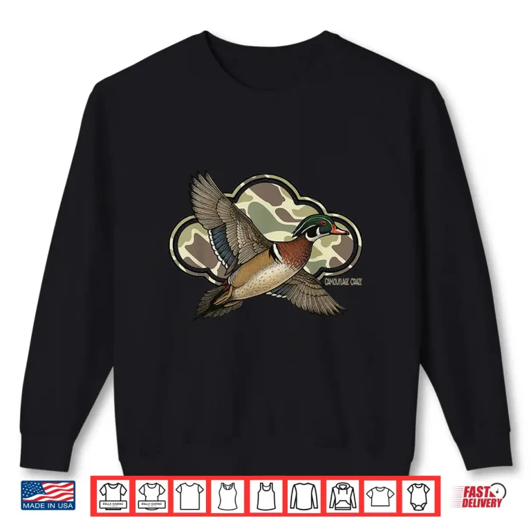 Sweatshirt Wood Duck Camouflage Hunting Season Camo Flying Duck Shirt