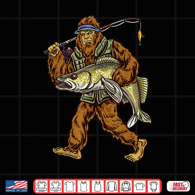 Design Walleye Fishing Sauger Hunting Bigfoot Fishermen Shirt
