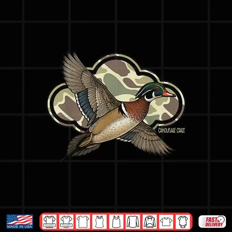 Design Wood Duck Camouflage Hunting Season Camo Flying Duck Shirt